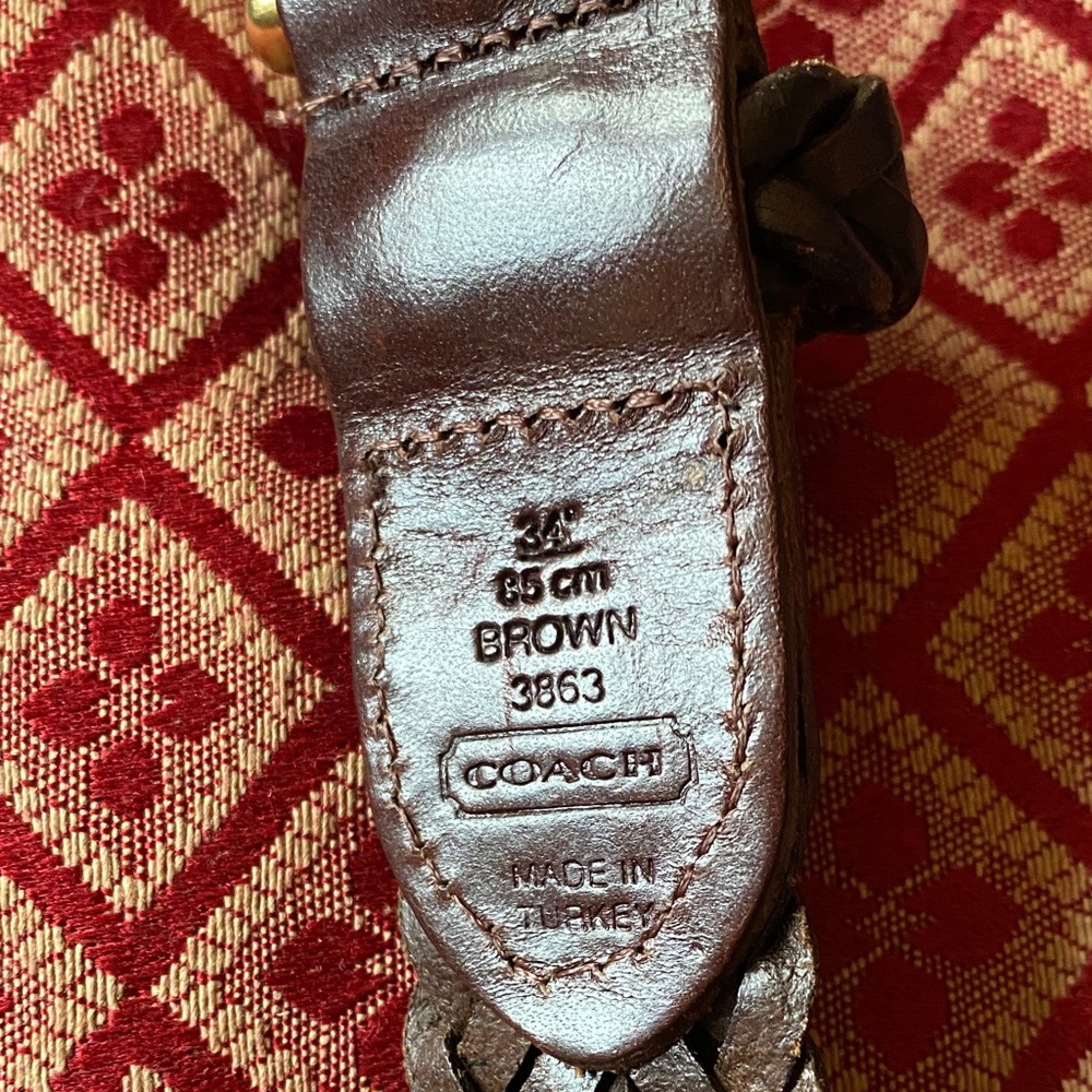 Coach Dark Brown Braided Leather Belt